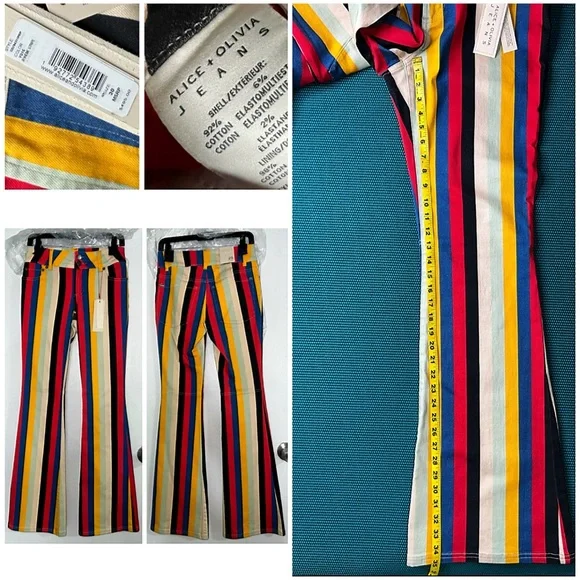 Alice + Olivia Stacey Low Rise Boheme Stripe Bell Jeans